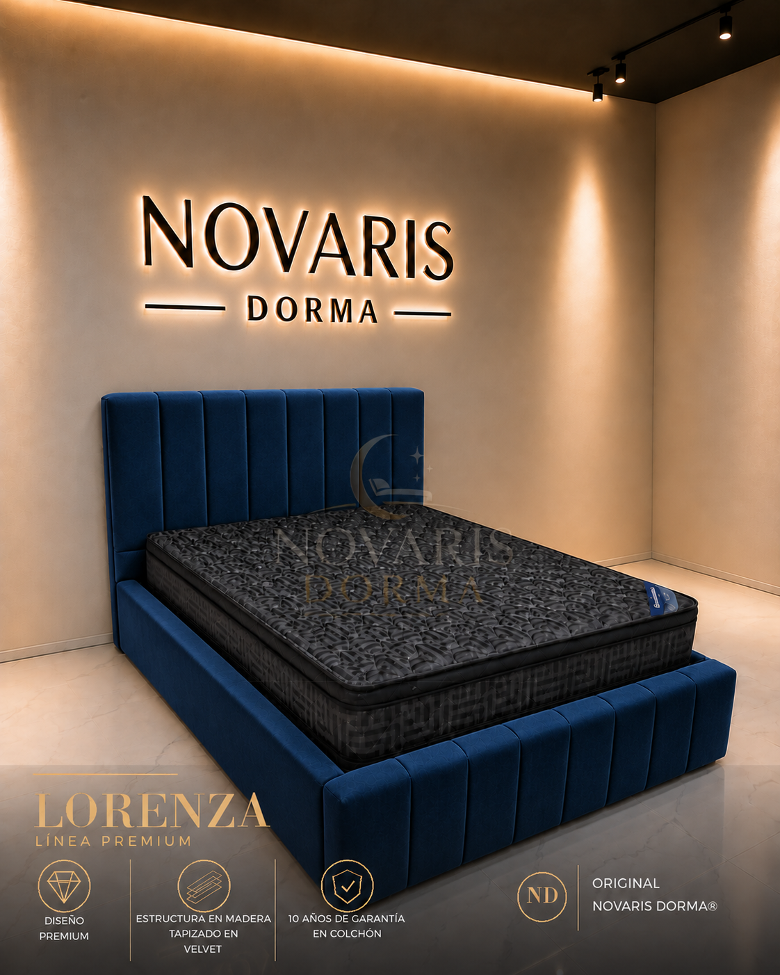 Set Lorenza Premium, Velvet · Azul marino; imagen de referencia